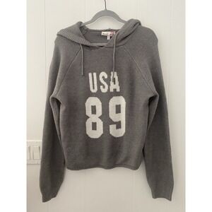 Hazel Moon Super Soft Hooded Sweater USA 89 Size XL Long Sleeve Gray White New